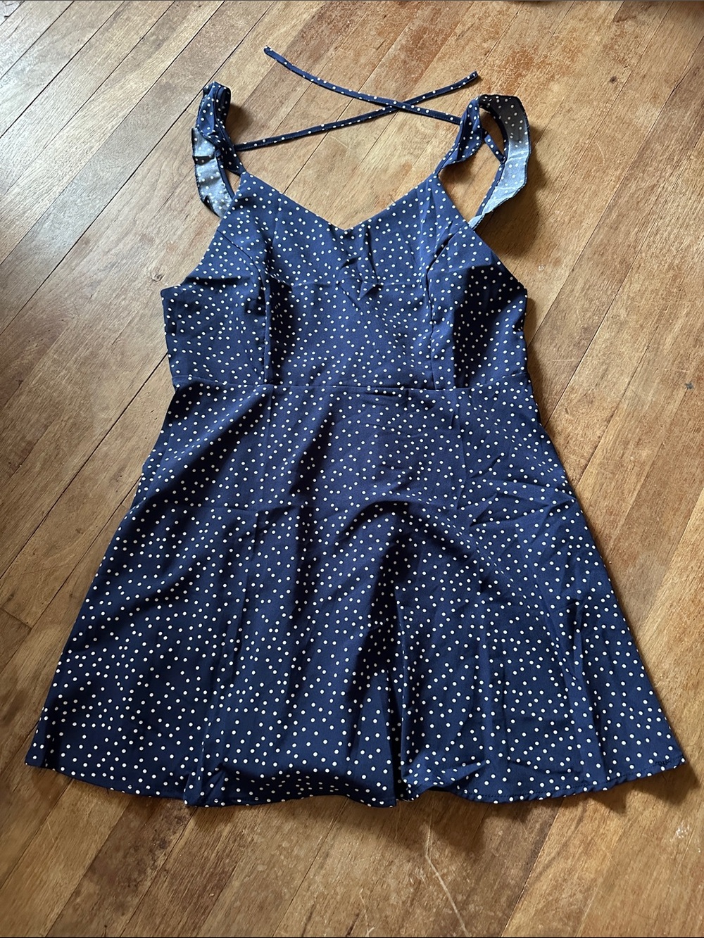 Navy Polka Dot Sundress - Size L